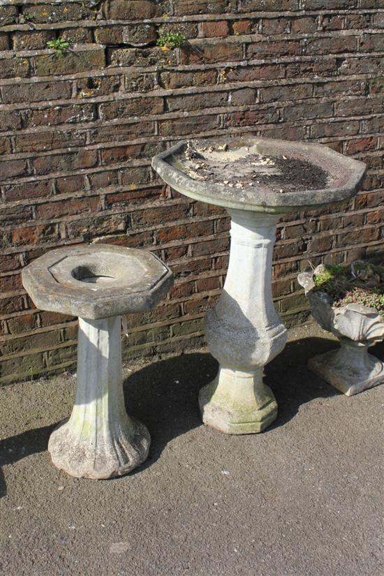 Stonework bird bath & smaller bird bath